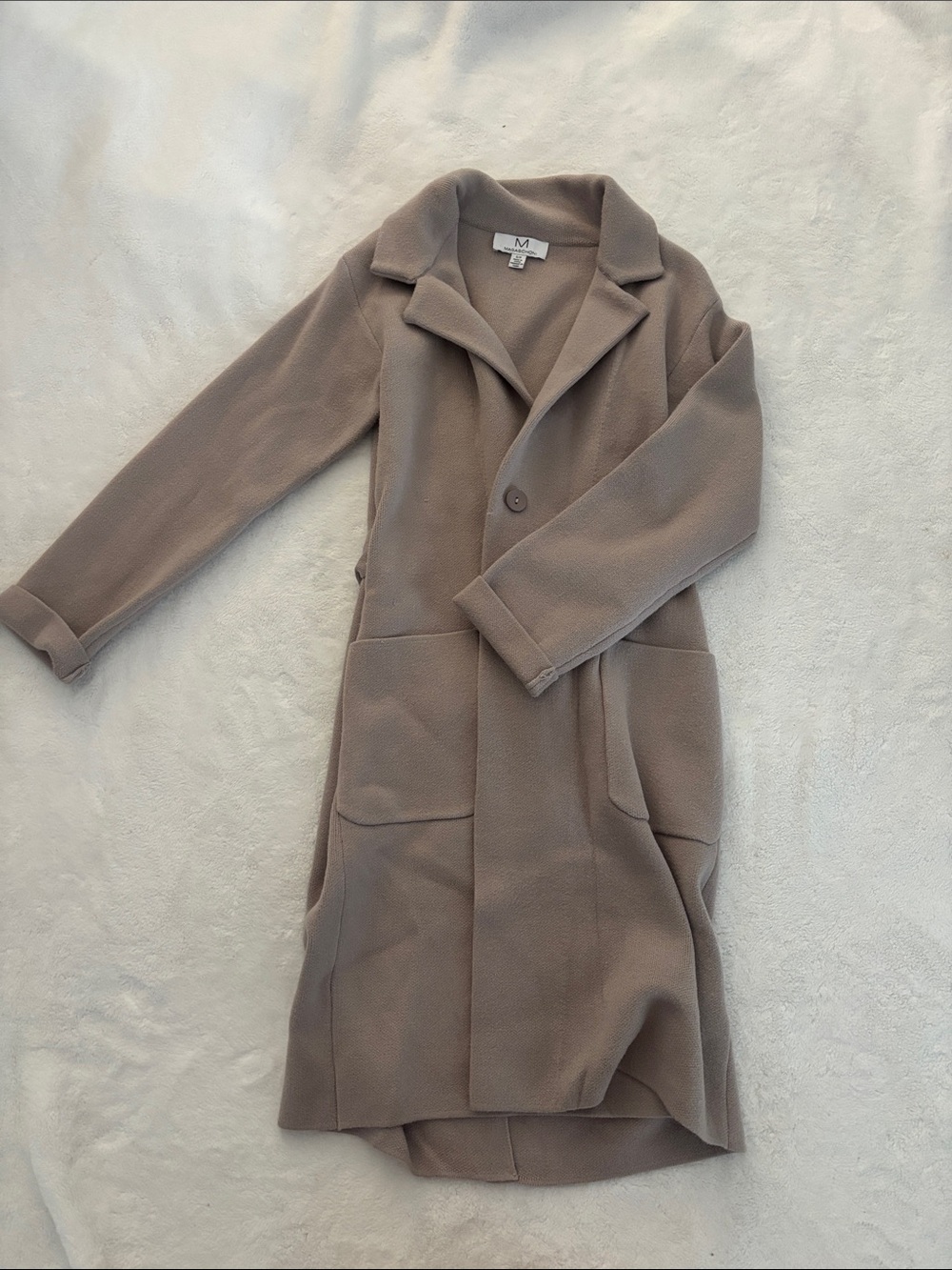 Magaschoni Taupe Long Single-Button Trench Coat